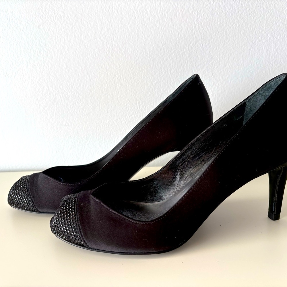 Stuart Weitzman Marvel Women High Heels Shoes Jeweled Peep Toe Pumps size 6M